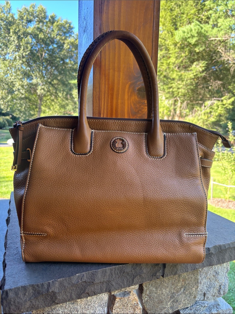 Tous Brown Leather Satchel Tote